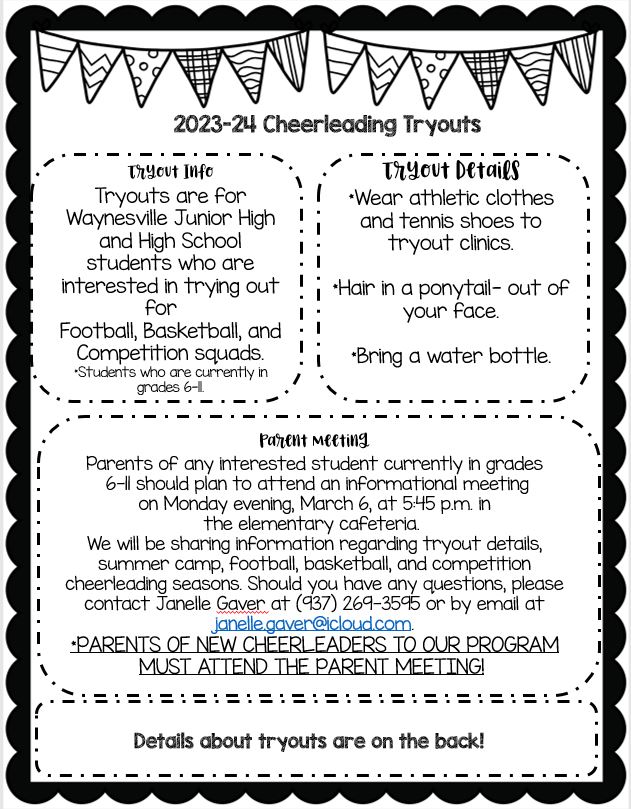 cheerleading tryouts flyer page 2